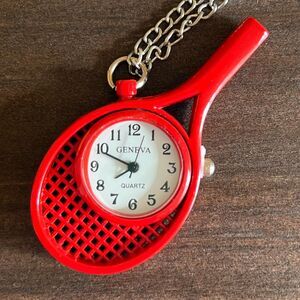 Vintage Geneva Red Tennis Racket Novelty Watch.